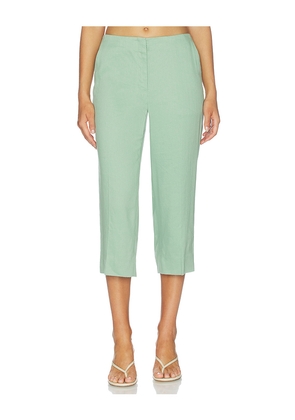 Theory Capri Linen Viscose Pants in Sage. Size 00. Also in 0, 2, 4, 6, 8.