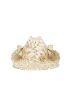 Ruslan Baginskiy Monogram-embellished Straw Cowboy Hat in Beige. Size XS. Also in S, M, XL.