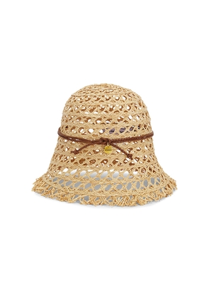 Ruslan Baginskiy Cut Out Straw Bucket Hat in Beige. Size S/M. Also in M/L.
