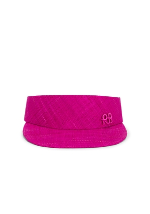 Ruslan Baginskiy Monogram-embellished Straw Visor Hat in Pink.