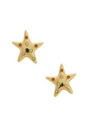 petit moments Small Sea Star Earrings in Metallic Gold.
