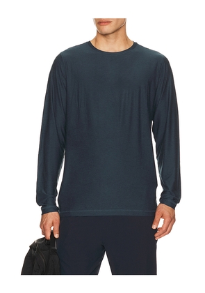 Vuori Strato Tech Long Sleeve Tee in Blue. Size S. Also in M, L, XL/1X, XXL/2X.