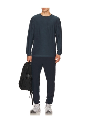 Vuori Strato Tech Long Sleeve Tee in Blue. Size S. Also in M, L, XL/1X, XXL/2X.
