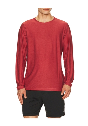 Vuori Strato Tech Long Sleeve Tee in Red. Size S. Also in M, L, XL/1X, XXL/2X.