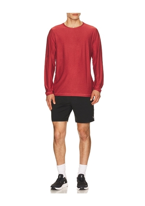 Vuori Strato Tech Long Sleeve Tee in Red. Size S. Also in M, L, XL/1X, XXL/2X.