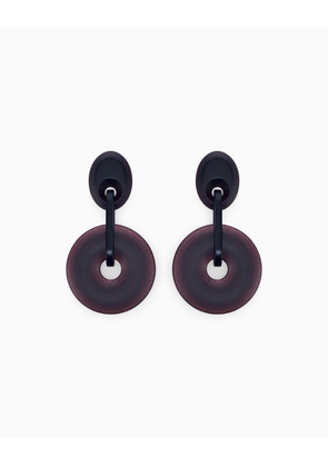 Earrings in acrylic plastic and brass