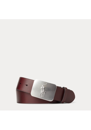 Pony-Plaque Leather Belt