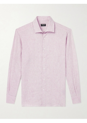 Zegna - Striped Linen Shirt - Men - Pink - S