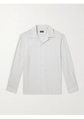 Zegna - Striped Camp-Collar Silk Shirt - Men - Neutrals - S