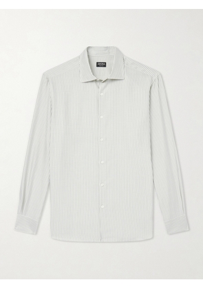 Zegna - Striped Silk Shirt - Men - Green - S