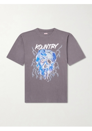 KAPITAL - Printed Cotton-Jersey T-Shirt - Men - Gray - XS