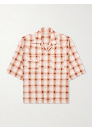 KAPITAL - Camp-Collar Checked Cotton Western Shirt - Men - Orange - 1