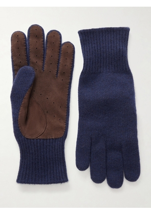 Brunello Cucinelli - Suede-Trimmed Cashmere Gloves - Men - Multi - S