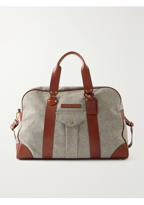 Brunello Cucinelli - Leather-Trimmed Flannel Weekend Bag - Men - Green