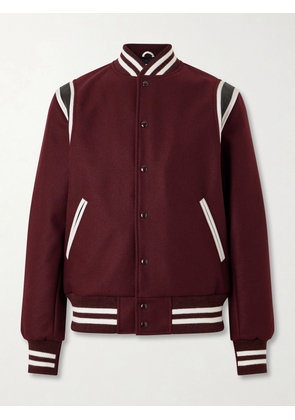 Golden Bear - The Hayes Leather Trimmed Wool-Blend Jacket - Men - Red - S
