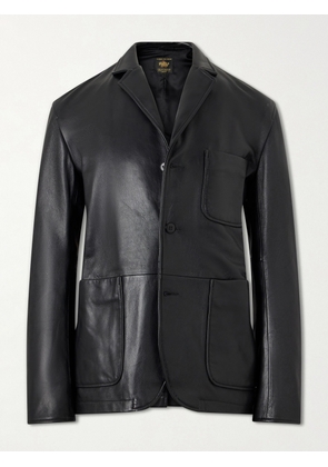 Golden Bear - Notched Lapel Leather Blazer - Men - Black - S