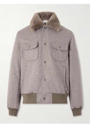 Golden Bear - Sherling Trim Wool Bomber Jacket - Men - Brown - S