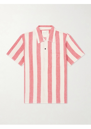 Kardo - Camp-Collar Striped Cotton Shirt - Men - Red - S