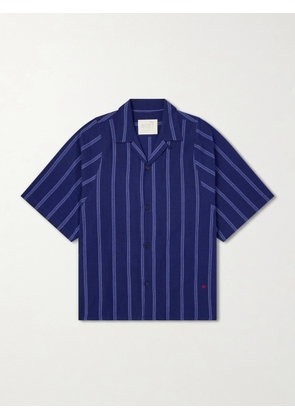 Kardo - Yusuke Camp-Collar Striped Cotton Shirt - Men - Blue - S