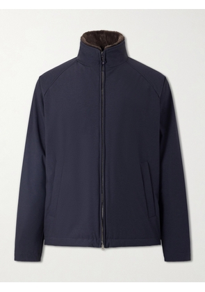Herno - Faux Fur Trimmed Bomber Jacket - Men - Blue - IT 48