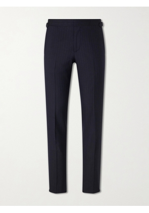 Lardini - Straight-Leg Pleated Striped Wool Trousers - Men - Blue - IT 46