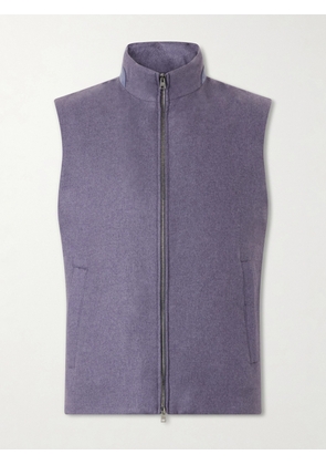 Herno - Leather Trimmed Silk and Cashmere-Blend Vest - Men - Purple - IT 48