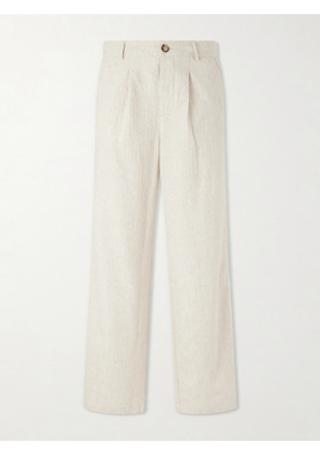 Oliver Spencer - Cotton and Linen-Blend Drawstring Trousers - Men - Neutrals - S