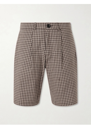 Oliver Spencer - Leaman Straight-Leg Pleated Checked Cotton-Blend Shorts - Men - Brown - UK/US 30