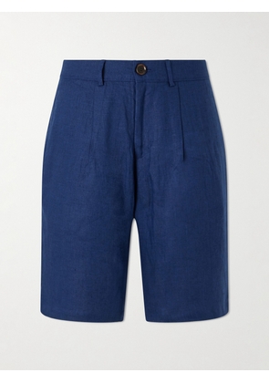 Oliver Spencer - Coney Straight-Leg Pleated Linen Shorts - Men - Blue - UK/US 30