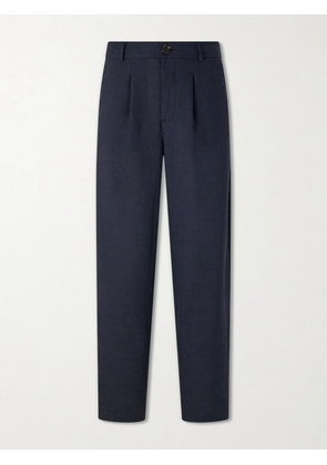Oliver Spencer - Oxford Straight-Leg Striped Linen Drawstring Trousers - Men - Blue - S