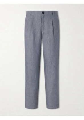 Oliver Spencer - Morton Straight-Leg Pleated Striped Linen Suit Trousers - Men - Gray - UK/US 30