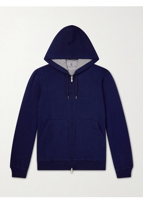 Brunello Cucinelli - Cotton-Blend Zip-Up Hoodie - Men - Blue - S