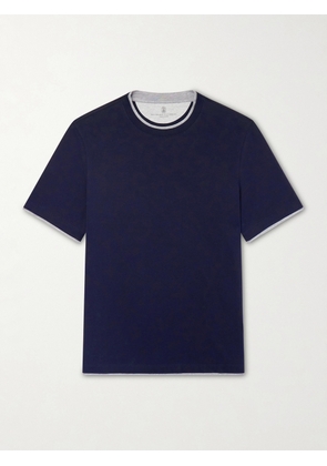 Brunello Cucinelli - Layered Cotton-Jersey T-Shirt - Men - Blue - S