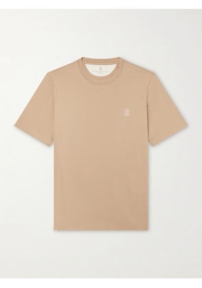 Brunello Cucinelli - Logo-Print Cotton-Jersey T-Shirt - Men - Brown - S