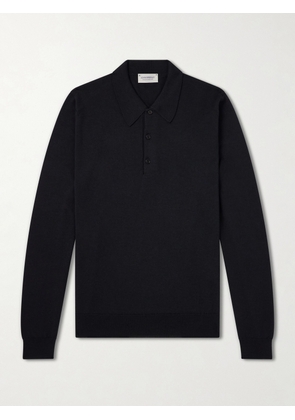 John Smedley - Caverhill Knitted Merino Wool Polo Shirt - Men - Black - S