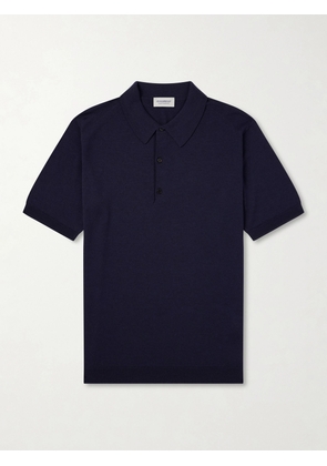 John Smedley - Macloud Knitted Merino Wool Polo Shirt - Men - Blue - S