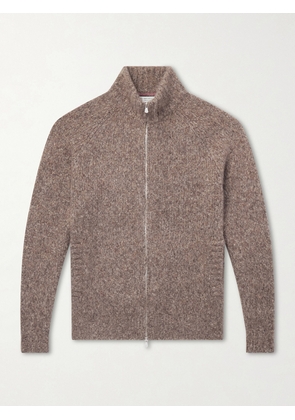 Brunello Cucinelli - Brushed Cashmere and Silk-Blend Zipped Sweater - Men - Brown - IT 48