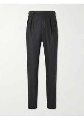 Brunello Cucinelli - Straight-Leg Pleated Wool Trousers - Men - Gray - IT 46