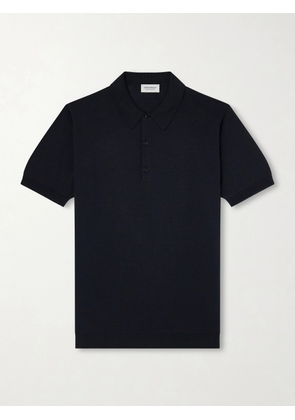 John Smedley - Macloud Knitted Merino Wool Polo Shirt - Men - Black - S