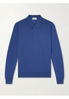 John Smedley - Caverhill Knitted Merino Wool Polo Shirt - Men - Blue - S