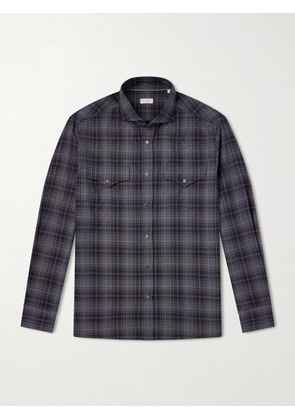 Brunello Cucinelli - Checked Cotton-Flannel Shirt - Men - Gray - S