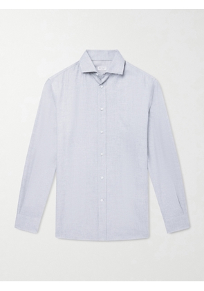 Brunello Cucinelli - Herringbone Cotton and Lyocell-Blend Shirt - Men - Gray - S
