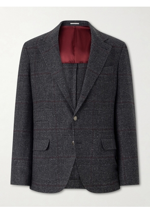 Brunello Cucinelli - Checked Silk, Wool and Cashmere-Blend Suit Jacket - Men - Brown - IT 46