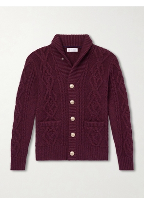 Brunello Cucinelli - Cable-Knit Cashmere Cardigan - Men - Burgundy - IT 48