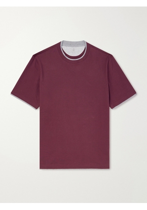 Brunello Cucinelli - Layered Cotton-Jersey T-Shirt - Men - Burgundy - S