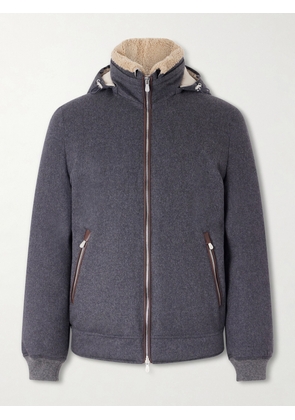 Brunello Cucinelli - Shearling-Trimmed Wool Hooded Down Jacket - Men - Gray - S