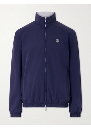 Brunello Cucinelli - Logo-Embroidered Shell Blouson Jacket - Men - Blue - S