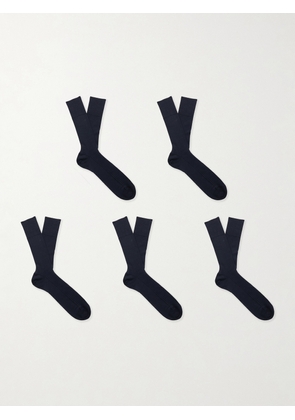 Falke - Set of Five Wool-Blend Socks - Men - Blue - EU 39-40