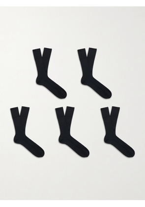 Falke - Set of Five Merino Wool-Blend Socks - Men - Black - EU 39-40