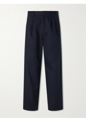 A.P.C. - Ricky Straight-Leg Pleated Organic Cotton Trousers - Men - Blue - IT 44